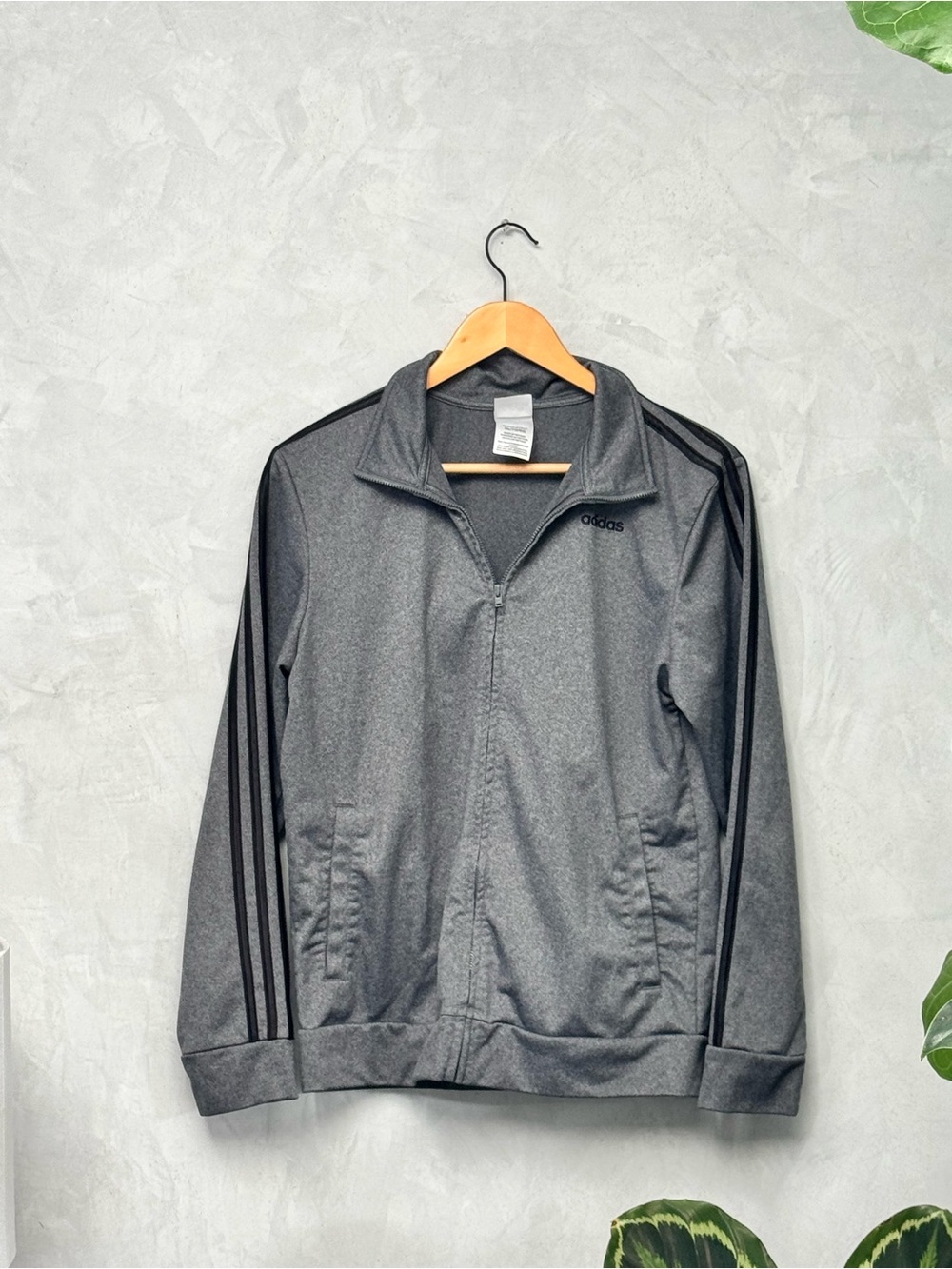 Adidas Boys Track Jacket Grey Black Stripes Size XL Youth